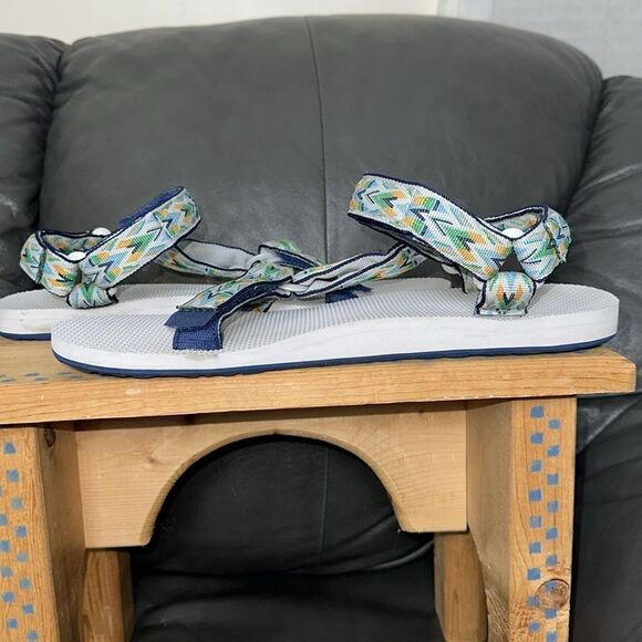 TEVA 13 Gray Blue Green Original Universal Mens Canvas Velcro Sandals main image 7